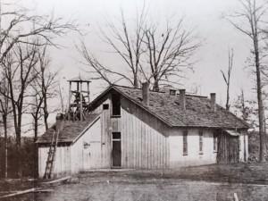 Black and White image of Berea College's first chapel